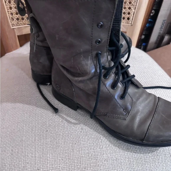 Born Grey Lace-Up Combat Boots - Picture 6 of 10